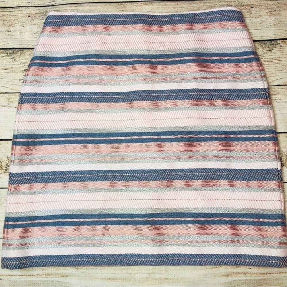LOFT Striped Pink Pencil Skirt